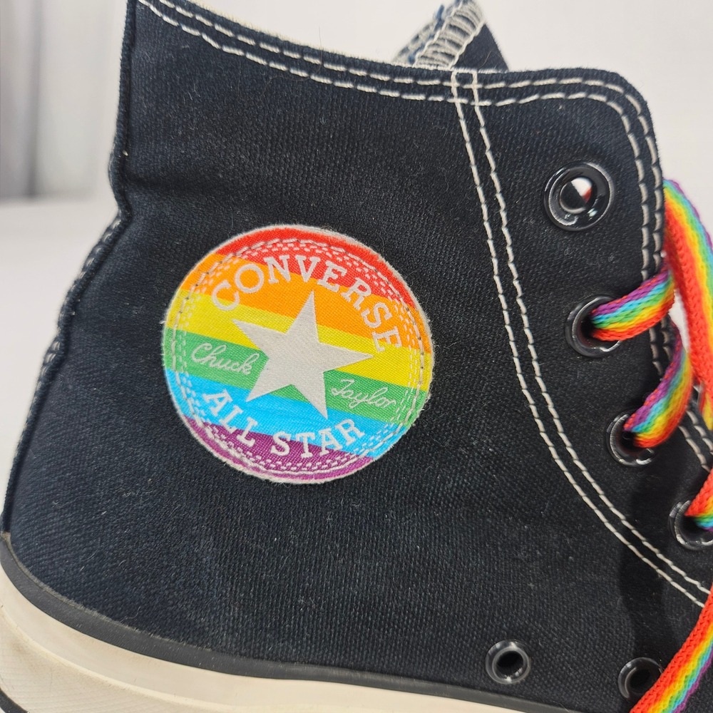Pride Converse Chuck Taylor All Star Platform Blk Rainbow High Top Sneakers 7.5 - Picture 9 of 13